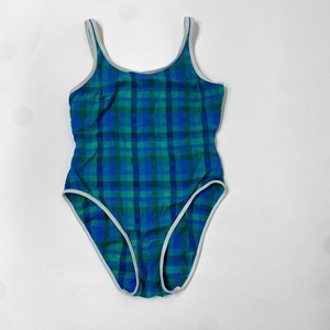 1980’s Gold Coast One piece Swim suit w/ blue amd green checks‎ Sz 12
